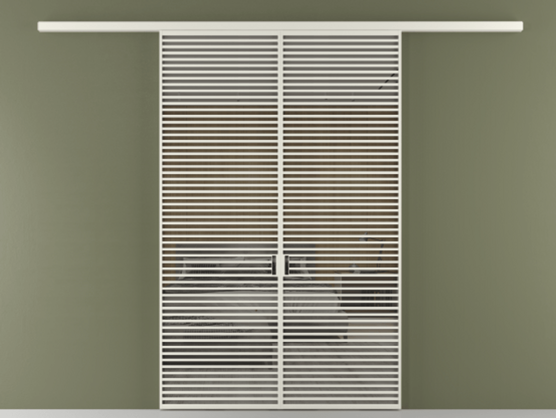 Перегородка Formato вдоль стены двустворчатая АЛПР 040.07 Алюминий Белый Рефлективное серое стекло "Stopsol", калёное, 6 мм. Скрытый короб БЕЛ Цена 443080 ₽ 1. Полотно 2 шт.  (800/2100 мм)
2. Комплект установки раздвижной системы
3. Базовый комплект фурнитуры
4.Ручка RONDO
. Фабрика дверей Волховец 8 (800) 551 43 19  Перегородка Formato вдоль стены двустворчатая АЛПР 040.07 Алюминий Белый Рефлективное серое стекло "Stopsol", калёное, 6 мм Цена 443080 ₽ | Volhovec