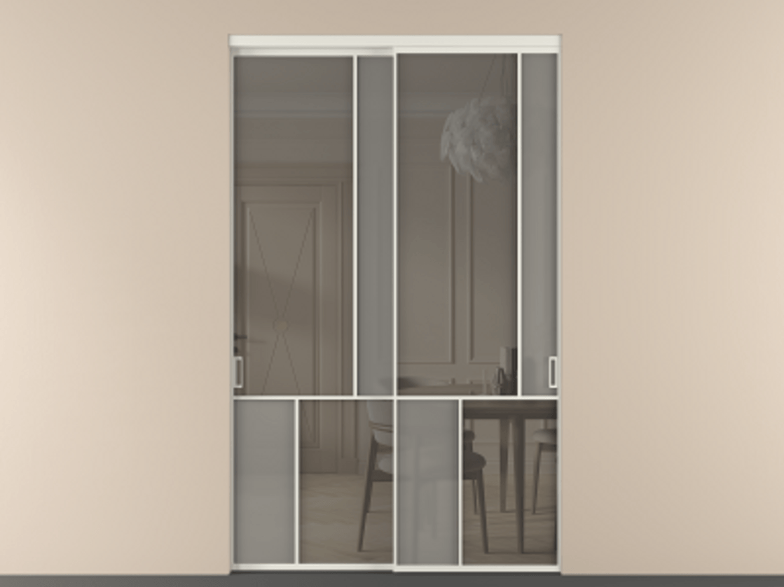 Перегородка Mosaic внутри проёма двустворчатая АЛПР 041.21 Алюминий Белый Сатинированное серое стекло, триплекс, 6 мм + Прозрачное серое стекло, триплекс. Скрытый короб БЕЛ Цена 218160 ₽ . Фабрика дверей Волховец 8 (800) 551 43 19 Перегородка Mosaic внутри проёма двустворчатая АЛПР 041.21 Алюминий Белый Сатинированное серое стекло, триплекс, 6 мм + Прозрачное серое стекло, триплекс Цена 218160 ₽ | Volhovec