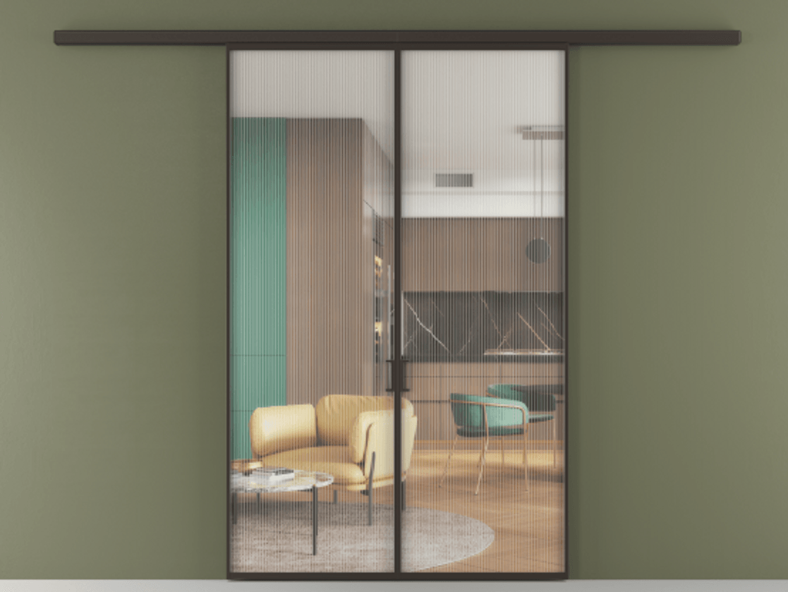 Перегородка Формато вдоль стены 2 створки АЛПР 040.01 Алюминий антрацит Рифлёное стекло "Мору", триплекс. Цена 199350 ₽ 1. Полотно 2 шт. (800/2100 мм)
2. Комплект установки раздвижной системы
3. Базовый комплект фурнитуры
4.Ручка Рондо. Фабрика дверей Волховец 8 (800) 551 43 19 Перегородка Формато вдоль стены 2 створки АЛПР 040.01 Алюминий антрацит Рифлёное стекло "Мору", триплекс Цена 199350 ₽ | Volhovec