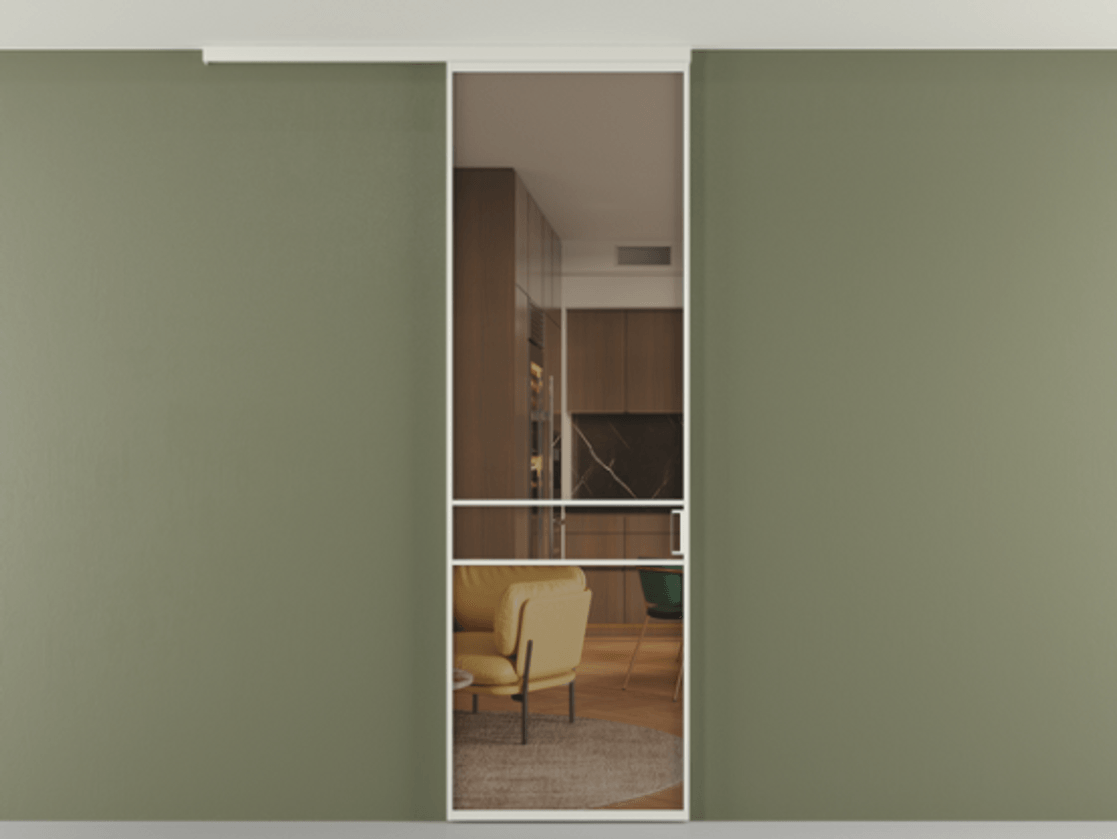 Перегородка Formato вдоль стены на потолок одностворчатая АЛПР 040.02 Алюминий Белый Прозрачное бронзовое стекло, триплекс, 6 мм. Скрытый короб БЕЛ Цена 91512 ₽ 1. Полотно 2 шт.  (800/2100 мм)
2. Комплект установки раздвижной системы
3. Базовый комплект фурнитуры
4.Ручка RONDO
. Фабрика дверей Волховец 8 (800) 551 43 19  Перегородка Formato вдоль стены на потолок одностворчатая АЛПР 040.02 Алюминий Белый Прозрачное бронзовое стекло, триплекс, 6 мм Цена 91512 ₽ | Volhovec