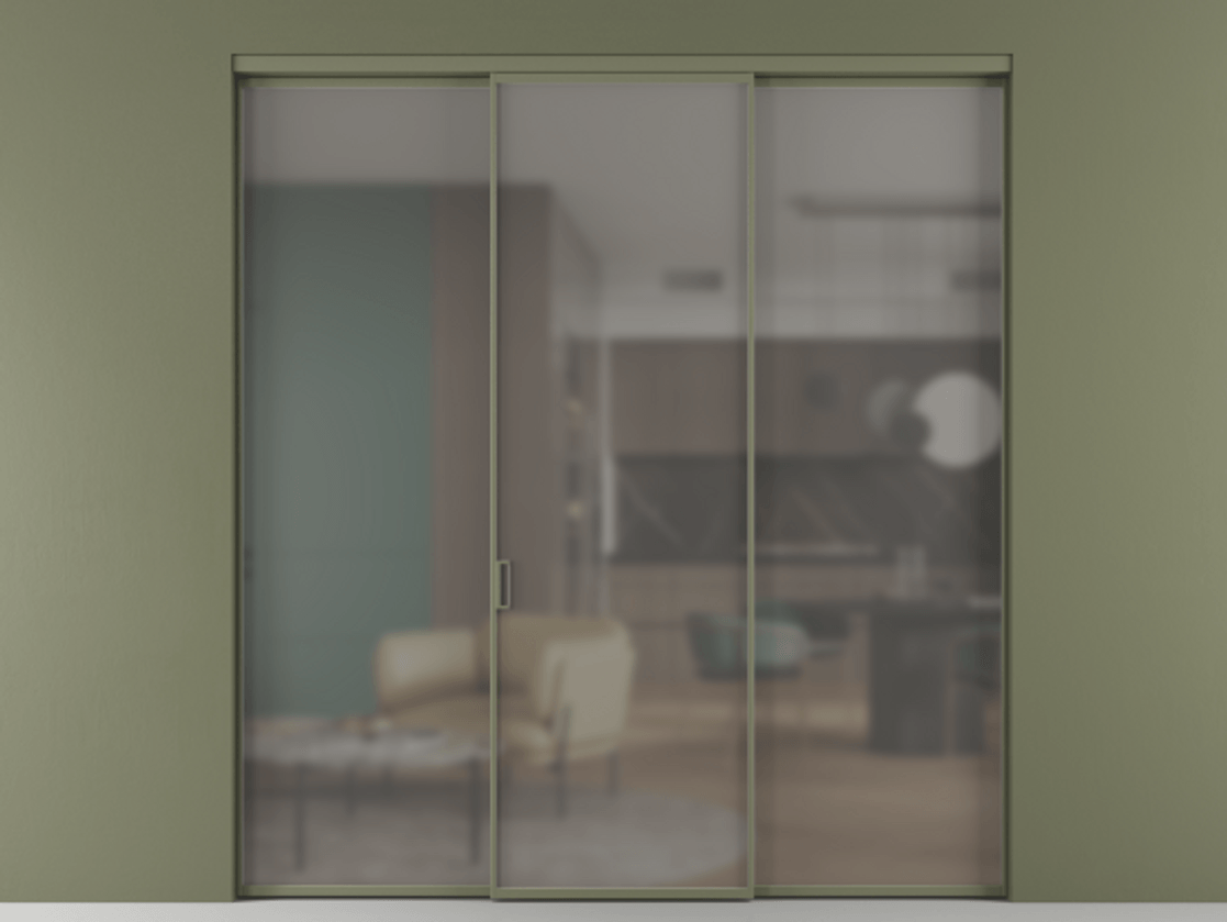 Перегородка Formato внутри проёма 3 створки АЛПР 040.01 Алюминий оливковый тёмный Сатинированное серое стекло, триплекс. Цена 225125 ₽ 1. Полотно 3 шт. (800/2100 мм)
2. Комплект установки раздвижной системы
3. Базовый комплект фурнитуры
4.Ручка RONDO. Фабрика дверей Волховец 8 (800) 551 43 19 Перегородка Formato внутри проёма 3 створки АЛПР 040.01 Алюминий оливковый тёмный Сатинированное серое стекло, триплекс Цена 225125 ₽ | Volhovec