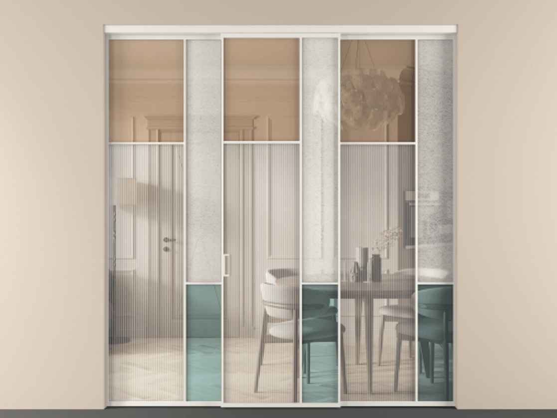 Перегородка Мозаик внутри проёма 3 створки АЛПР 041.10 Алюминий Белый Комбинация стекол Группы 1 и Группы 3. Скрытый короб БЕЛ Цена 345170 ₽ . Фабрика дверей Волховец 8 (800) 551 43 19 Перегородка Мозаик внутри проёма 3 створки АЛПР 041.10 Алюминий Белый Комбинация стекол Группы 1 и Группы 3 Цена 345170 ₽ | Volhovec