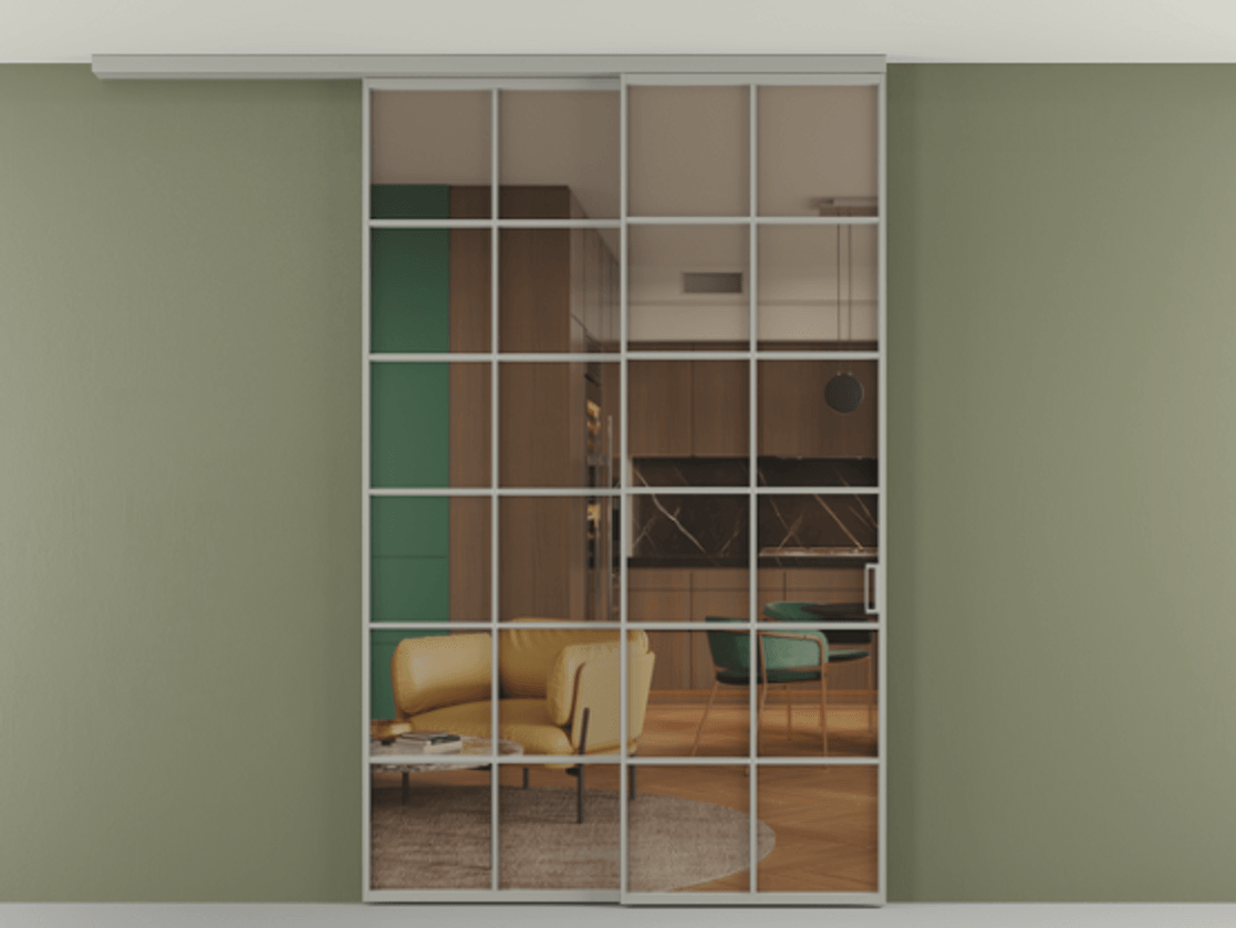 Перегородка Формато вдоль стены на потолок 2 створки с синхронным механизмом АЛПР 040.05 Алюминий нейтральный серый Прозрачное бронзовое стекло, триплекс. Цена 291704 ₽ 1. Полотно 2 шт. (800/2100 мм)
2. Комплект установки раздвижной системы
3. Базовый комплект фурнитуры
4.Ручка Рондо. Фабрика дверей Волховец 8 (800) 551 43 19 Перегородка Формато вдоль стены на потолок 2 створки с синхронным механизмом АЛПР 040.05 Алюминий нейтральный серый Прозрачное бронзовое стекло, триплекс Цена 291704 ₽ | Volhovec