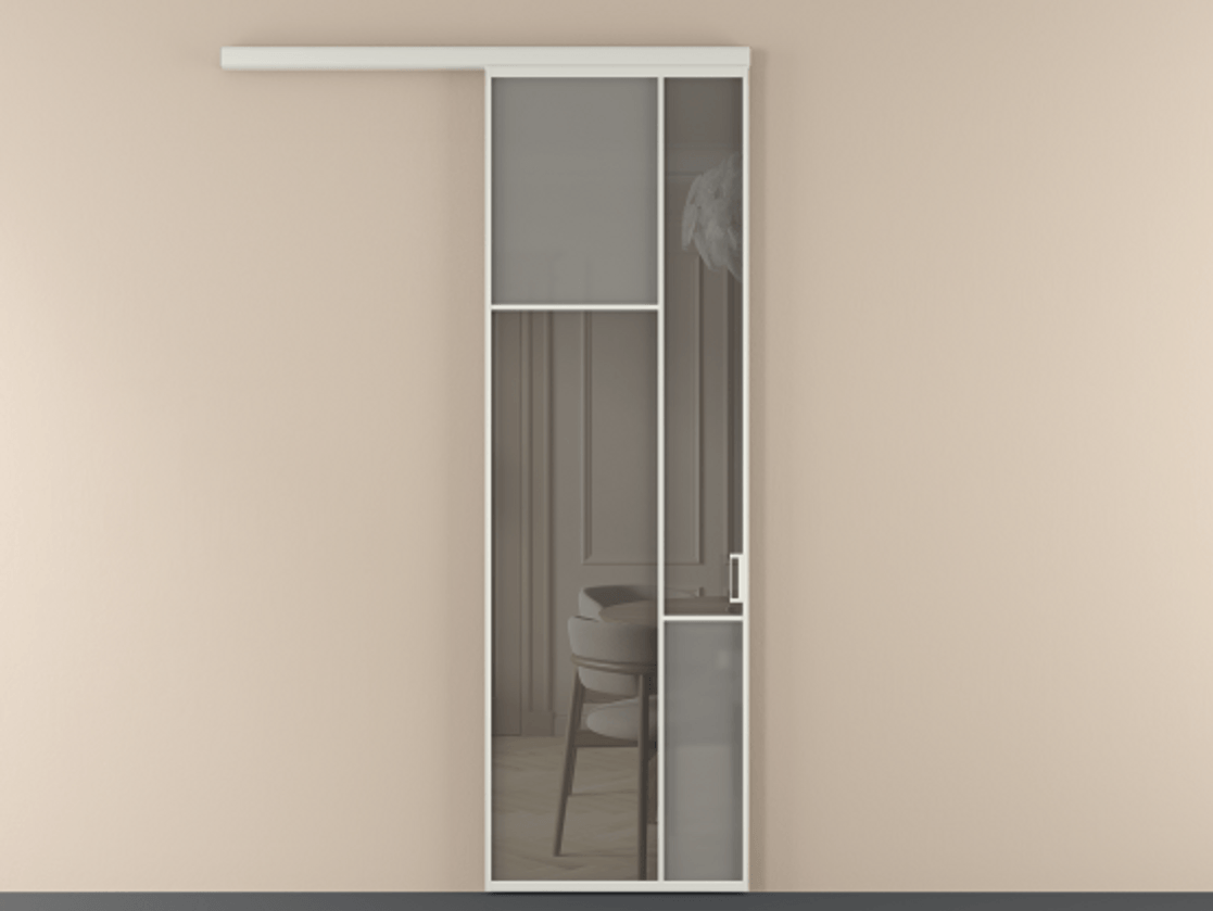 Перегородка Mosaic вдоль стены одностворчатая АЛПР 041.10 Алюминий Белый Сатинированное серое стекло, триплекс, 6 мм + Прозрачное серое стекло, триплекс. Скрытый короб БЕЛ Цена 131390 ₽ . Фабрика дверей Волховец 8 (800) 551 43 19 Перегородка Mosaic вдоль стены одностворчатая АЛПР 041.10 Алюминий Белый Сатинированное серое стекло, триплекс, 6 мм + Прозрачное серое стекло, триплекс Цена 131390 ₽ | Volhovec