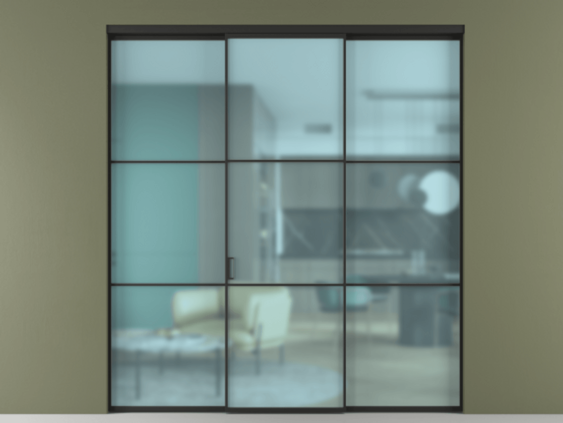 Перегородка Формато внутри проёма 3 створки АЛПР 040.03 Алюминий Черный Сатинированное голубое стекло, триплекс. Скрытый короб ЧЕР Цена 227975 ₽ 1. Полотно 3 шт. (800/2100 мм)
2. Комплект установки раздвижной системы
3. Базовый комплект фурнитуры
4.Ручка Рондо. Фабрика дверей Волховец 8 (800) 551 43 19 Перегородка Формато внутри проёма 3 створки АЛПР 040.03 Алюминий Черный Сатинированное голубое стекло, триплекс Цена 227975 ₽ | Volhovec