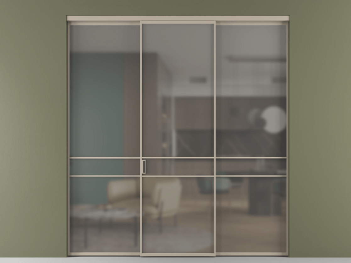 Перегородка Формато внутри проёма 3 створки АЛПР 040.02 Алюминий бисквитный Сатинированное серое стекло, триплекс. Цена 237275 ₽ 1. Полотно 3 шт. (800/2100 мм)
2. Комплект установки раздвижной системы
3. Базовый комплект фурнитуры
4.Ручка Рондо. Фабрика дверей Волховец 8 (800) 551 43 19 Перегородка Формато внутри проёма 3 створки АЛПР 040.02 Алюминий бисквитный Сатинированное серое стекло, триплекс Цена 237275 ₽ | Volhovec