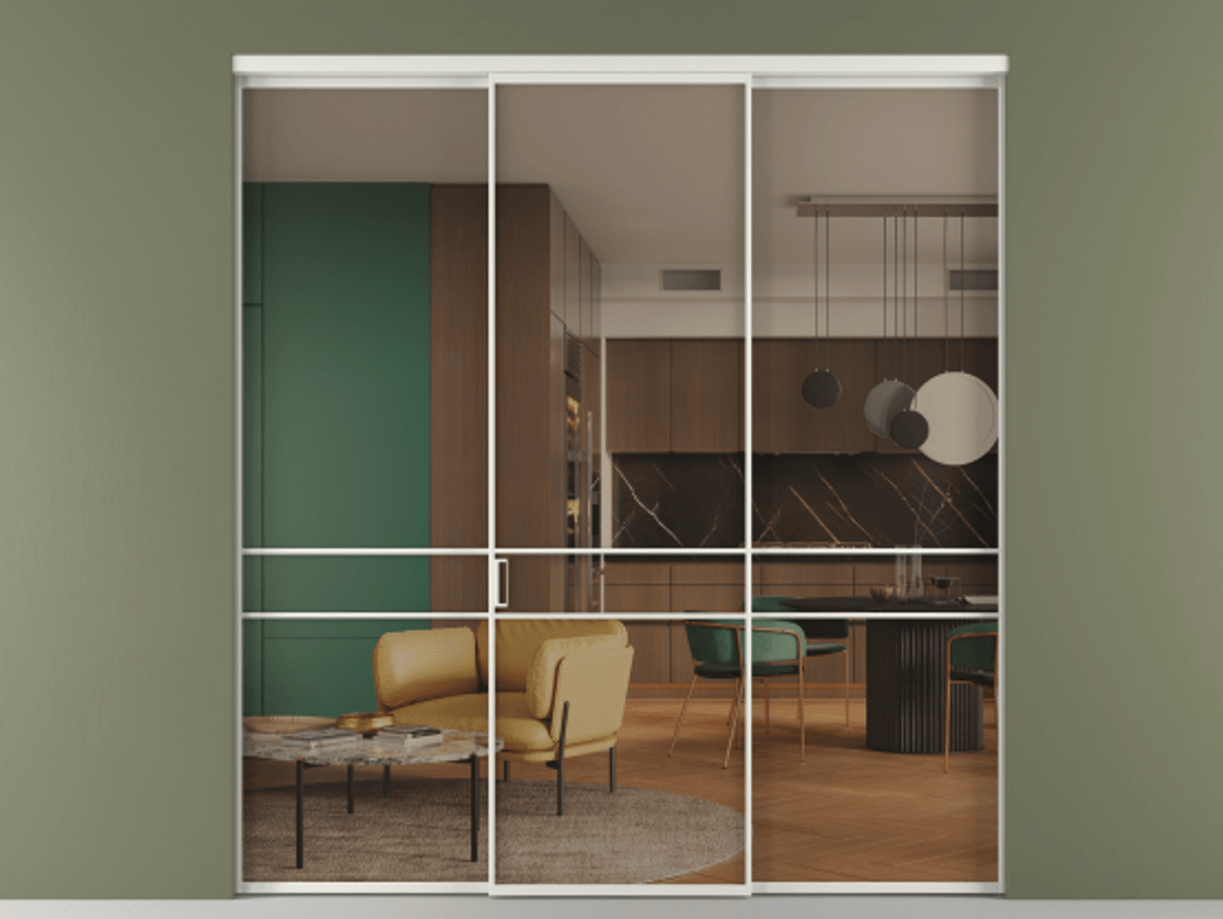 Перегородка Формато внутри проёма 3 створки АЛПР 040.02 Алюминий серый Прозрачное бронзовое стекло, триплекс. Цена 237275 ₽ 1. Полотно 3 шт. (800/2100 мм)
2. Комплект установки раздвижной системы
3. Базовый комплект фурнитуры
4.Ручка Рондо. Фабрика дверей Волховец 8 (800) 551 43 19 Перегородка Формато внутри проёма 3 створки АЛПР 040.02 Алюминий серый Прозрачное бронзовое стекло, триплекс Цена 237275 ₽ | Volhovec