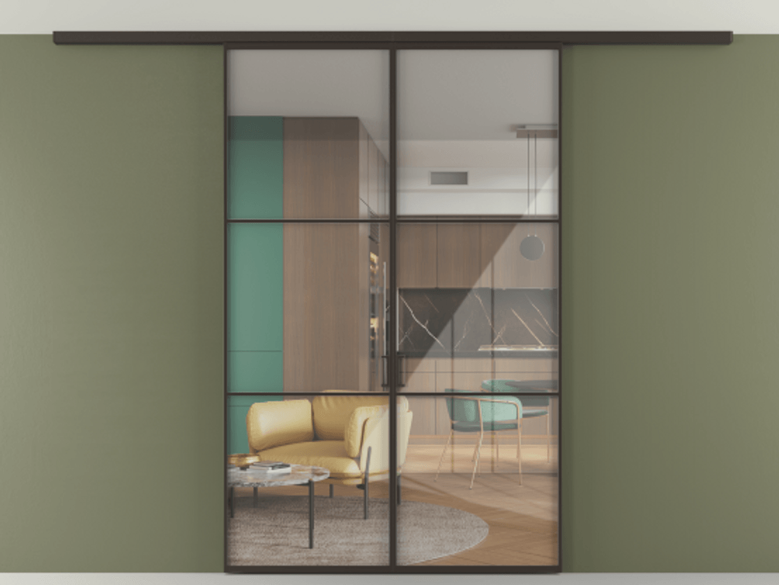 Перегородка Формато вдоль стены на потолок 2 створки АЛПР 040.03 Алюминий антрацит Рефлективное прозрачное стекло "Стопсол", калёное. Цена 207676 ₽ 1. Полотно 2 шт. (800/2100 мм)
2. Комплект установки раздвижной системы
3. Базовый комплект фурнитуры
4.Ручка Рондо. Фабрика дверей Волховец 8 (800) 551 43 19 Перегородка Формато вдоль стены на потолок 2 створки АЛПР 040.03 Алюминий антрацит Рефлективное прозрачное стекло "Стопсол", калёное Цена 207676 ₽ | Volhovec