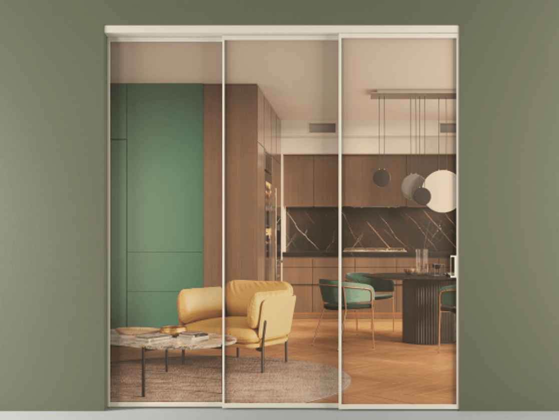 Перегородка Formato внутри проёма 3 створки с синхронным механизмом АЛПР 040.01 Алюминий бежево-серый Прозрачное оранжевое стекло, триплекс. Цена 373400 ₽ 1. Полотно 3 шт. (800/2100 мм)
2. Комплект установки раздвижной системы
3. Базовый комплект фурнитуры
4. Комплект фурнитуры телескопик синхро-2
5.Ручка RONDO
. Фабрика дверей Волховец 8 (800) 551 43 19 Перегородка Formato внутри проёма 3 створки с синхронным механизмом АЛПР 040.01 Алюминий бежево-серый Прозрачное оранжевое стекло, триплекс Цена 373400 ₽ | Volhovec