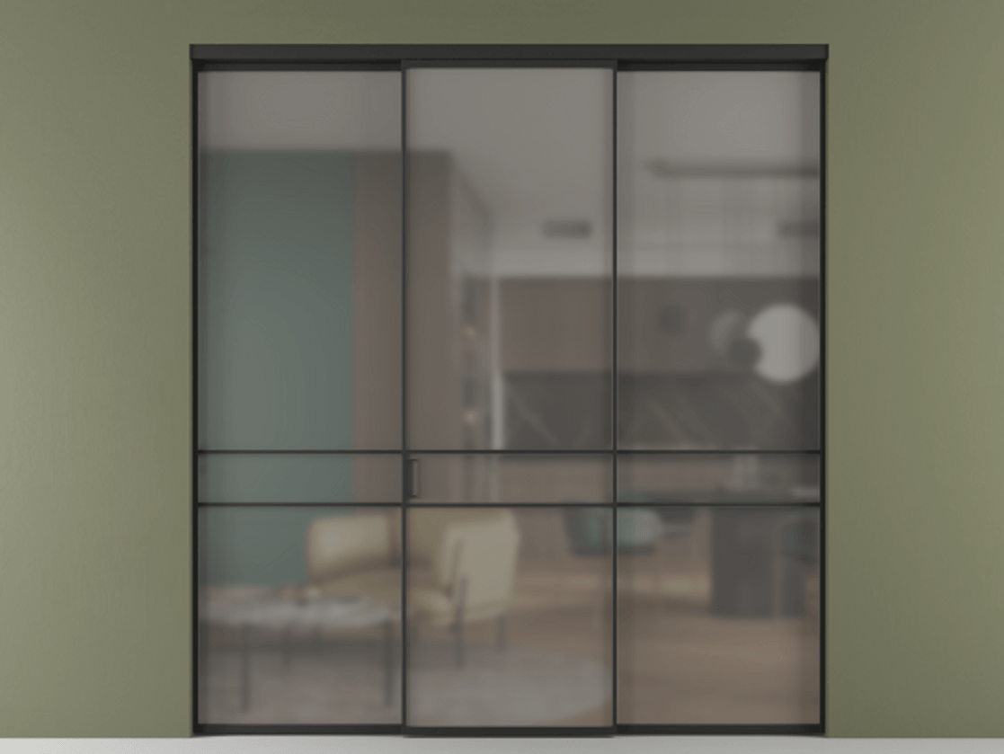 Перегородка Формато внутри проёма 3 створки АЛПР 040.02 Алюминий Черный Сатинированное серое стекло, триплекс. Скрытый короб ЧЕР Цена 227975 ₽ 1. Полотно 3 шт. (800/2100 мм)
2. Комплект установки раздвижной системы
3. Базовый комплект фурнитуры
4.Ручка Рондо. Фабрика дверей Волховец 8 (800) 551 43 19 Перегородка Формато внутри проёма 3 створки АЛПР 040.02 Алюминий Черный Сатинированное серое стекло, триплекс Цена 227975 ₽ | Volhovec