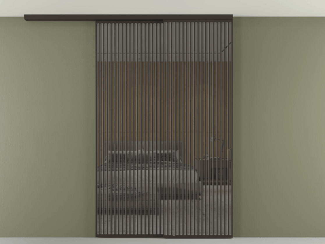 Перегородка Формато вдоль стены на потолок 2 створки с синхронным механизмом АЛПР 040.06 Алюминий антрацит Рефлективное серое стекло "Стопсол", калёное. Цена 463256 ₽ 1. Полотно 2 шт. (800/2100 мм)
2. Комплект установки раздвижной системы
3. Базовый комплект фурнитуры
4.Ручка Рондо. Фабрика дверей Волховец 8 (800) 551 43 19 Перегородка Формато вдоль стены на потолок 2 створки с синхронным механизмом АЛПР 040.06 Алюминий антрацит Рефлективное серое стекло "Стопсол", калёное Цена 463256 ₽ | Volhovec