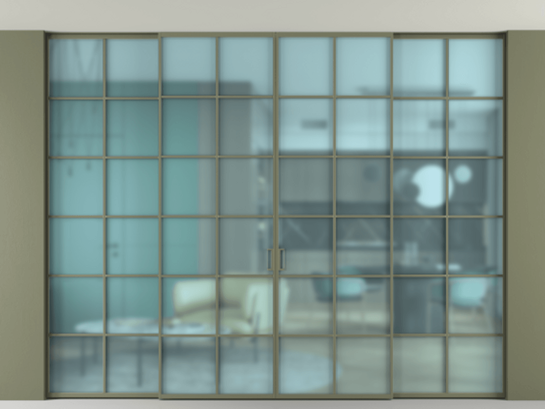 Перегородка Формато внутри проёма скрытое крепление в потолок 4 створки АЛПР 040.05 Алюминий оливковый тёмный Сатинированное голубое стекло, триплекс. Цена 466270 ₽ 1. Полотно 4 шт. (800/2100 мм)
2. Комплект установки раздвижной системы
3. Базовый комплект фурнитуры
4.Ручка RONDO. Фабрика дверей Волховец 8 (800) 551 43 19 Перегородка Формато внутри проёма скрытое крепление в потолок 4 створки АЛПР 040.05 Алюминий оливковый тёмный Сатинированное голубое стекло, триплекс Цена 466270 ₽ | Volhovec