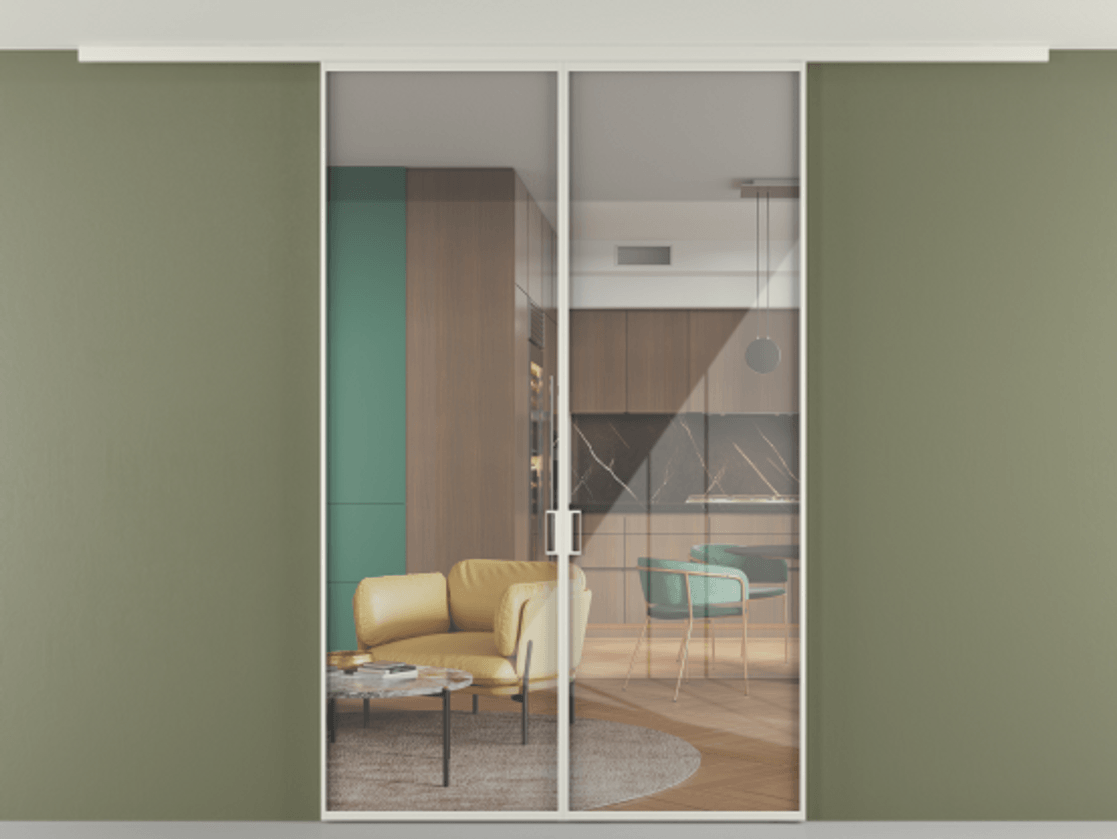 Перегородка Формато вдоль стены на потолок 2 створки АЛПР 040.01 Алюминий Белый Рефлективное прозрачное стекло "Стопсол", калёное. Скрытый короб БЕЛ Цена 223460 ₽ 1. Полотно 2 шт. (800/2100 мм)
2. Комплект установки раздвижной системы
3. Базовый комплект фурнитуры
4.Ручка Рондо. Фабрика дверей Волховец 8 (800) 551 43 19 Перегородка Формато вдоль стены на потолок 2 створки АЛПР 040.01 Алюминий Белый Рефлективное прозрачное стекло "Стопсол", калёное Цена 223460 ₽ | Volhovec