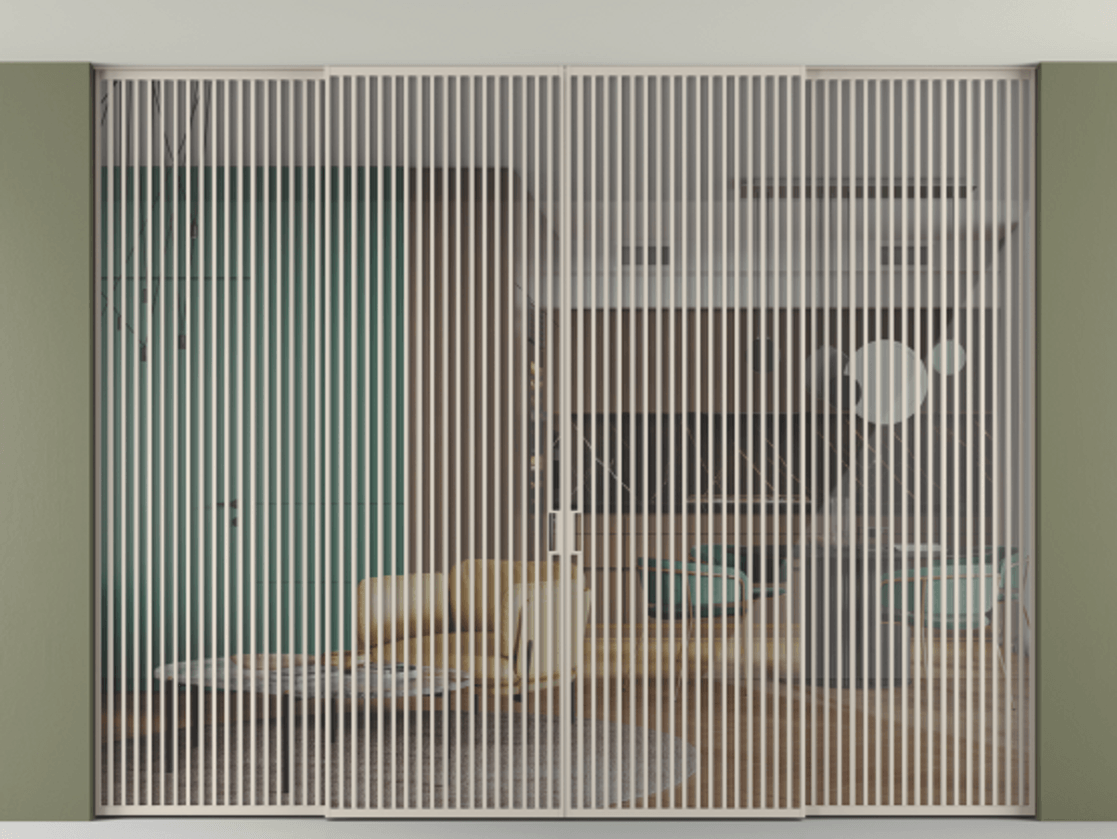 Перегородка Формато внутри проёма скрытое крепление в потолок 4 створки АЛПР 040.06 Алюминий светло-бежевый Рефлективное прозрачное стекло "Стопсол", калёное. Цена 859800 ₽ 1. Полотно 4 шт. (800/2100 мм)
2. Комплект установки раздвижной системы
3. Базовый комплект фурнитуры
4.Ручка Рондо. Фабрика дверей Волховец 8 (800) 551 43 19 Перегородка Формато внутри проёма скрытое крепление в потолок 4 створки АЛПР 040.06 Алюминий светло-бежевый Рефлективное прозрачное стекло "Стопсол", калёное Цена 859800 ₽ | Volhovec