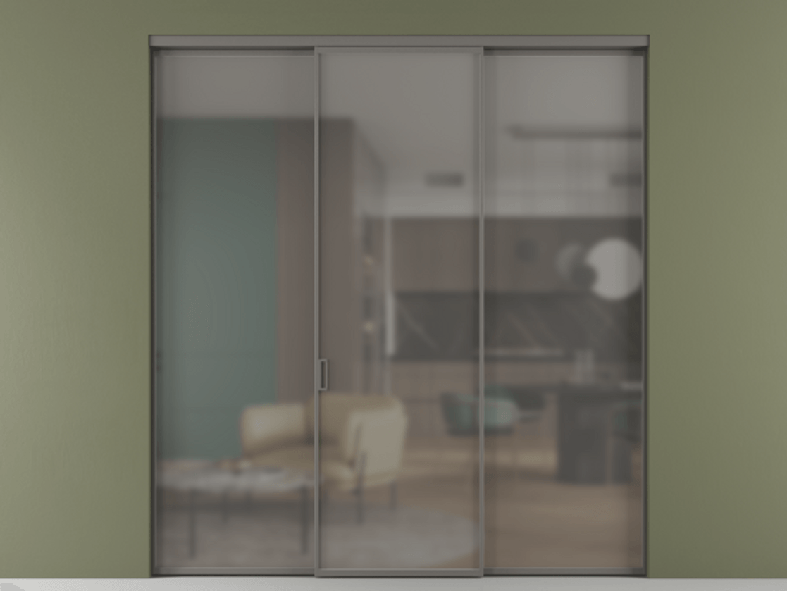 Перегородка Формато внутри проёма 3 створки АЛПР 040.01 Алюминий классический серый Сатинированное серое стекло, триплекс. Цена 11730 AZE 1. Полотно 3 шт. (800/2100 мм)
2. Комплект установки раздвижной системы
3. Базовый комплект фурнитуры
4.Ручка Рондо. Фабрика дверей Волховец 8 (800) 551 43 19 Перегородка Формато внутри проёма 3 створки АЛПР 040.01 Алюминий классический серый Сатинированное серое стекло, триплекс Цена 11730 AZE | Volhovec