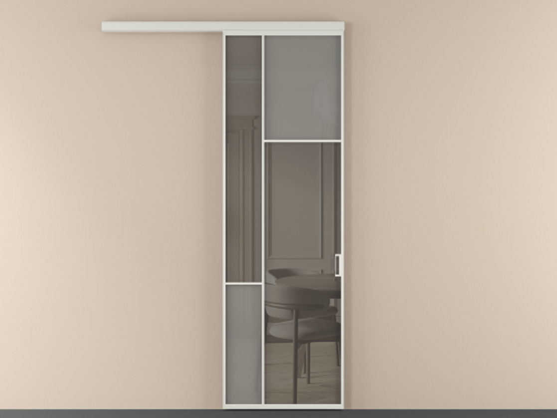 Перегородка Mosaic вдоль стены одностворчатая АЛПР 041.11  Алюминий Белый Сатинированное серое стекло, триплекс, 6 мм + Прозрачное серое стекло, триплекс, 6 мм. Скрытый короб БЕЛ Цена 123880 ₽ . Фабрика дверей Волховец 8 (800) 551 43 19  Перегородка Mosaic вдоль стены одностворчатая АЛПР 041.11  Алюминий Белый Сатинированное серое стекло, триплекс, 6 мм + Прозрачное серое стекло, триплекс, 6 мм Цена 123880 ₽ | Volhovec