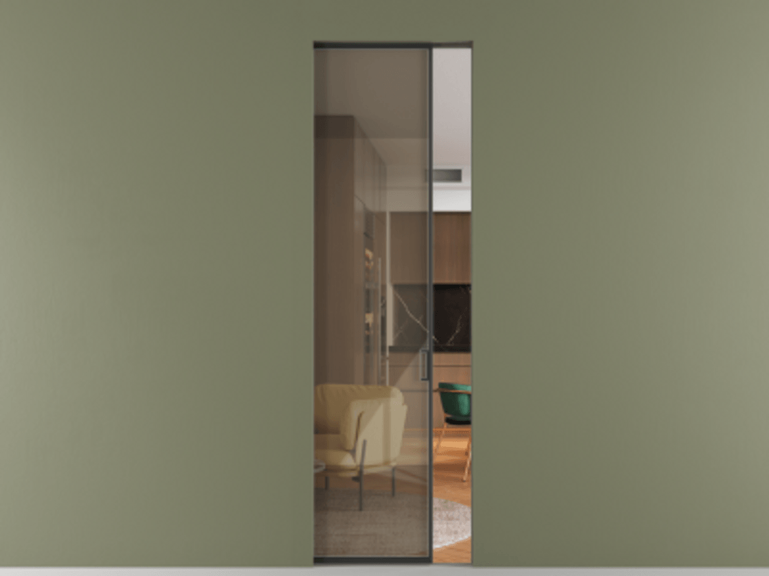 Перегородка Formato скрытый пенал 1 створка АЛПР 040.01 Алюминий Черный Рефлективное бронзовое стекло "Stopsol", калёное. Цена 169600 ₽ . Фабрика дверей Волховец 8 (800) 551 43 19 Перегородка Formato скрытый пенал 1 створка АЛПР 040.01 Алюминий Черный Рефлективное бронзовое стекло "Stopsol", калёное Цена 169600 ₽ | Volhovec