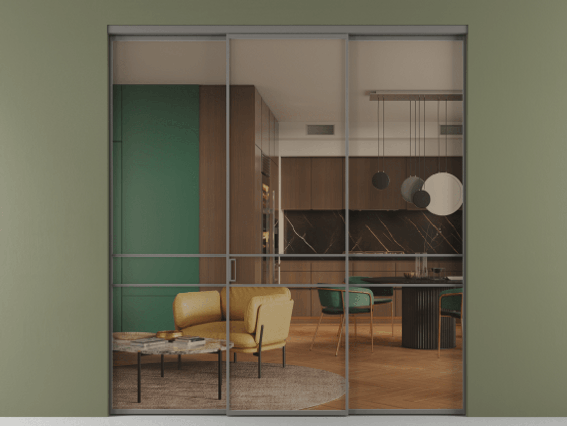 Перегородка Formato внутри проёма 3 створки АЛПР 040.02 Алюминий классический серый Прозрачное бронзовое стекло, триплекс. Цена 1600180 AMD 1. Полотно 3 шт. (800/2100 мм)
2. Комплект установки раздвижной системы
3. Базовый комплект фурнитуры
4.Ручка RONDO. Фабрика дверей Волховец 8 (800) 551 43 19 Перегородка Formato внутри проёма 3 створки АЛПР 040.02 Алюминий классический серый Прозрачное бронзовое стекло, триплекс Цена 1600180 AMD | Volhovec