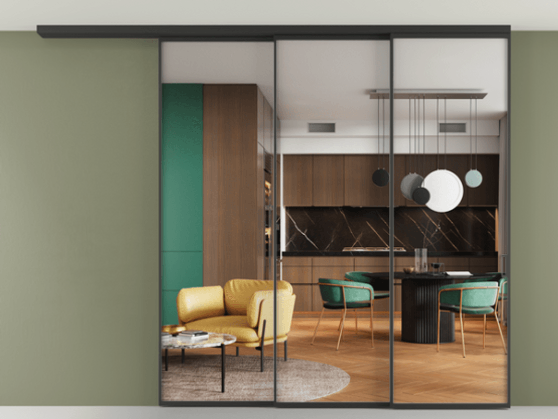 Перегородка Formato вдоль стены на потолок телескопик синхро 3 АЛПР 040.01 Алюминий Черный Прозрачное стекло "Crystal Vision", калёное, 6 мм. Скрытый короб ЧЕР Цена 408050 ₽ 1. Полотно 2 шт. (800/2100 мм)
2. Комплект установки раздвижной системы
3. Базовый комплект фурнитуры
4.Ручка RONDO
. Фабрика дверей Волховец 8 (800) 551 43 19 Перегородка Formato вдоль стены на потолок телескопик синхро 3 АЛПР 040.01 Алюминий Черный Прозрачное стекло "Crystal Vision", калёное, 6 мм Цена 408050 ₽ | Volhovec