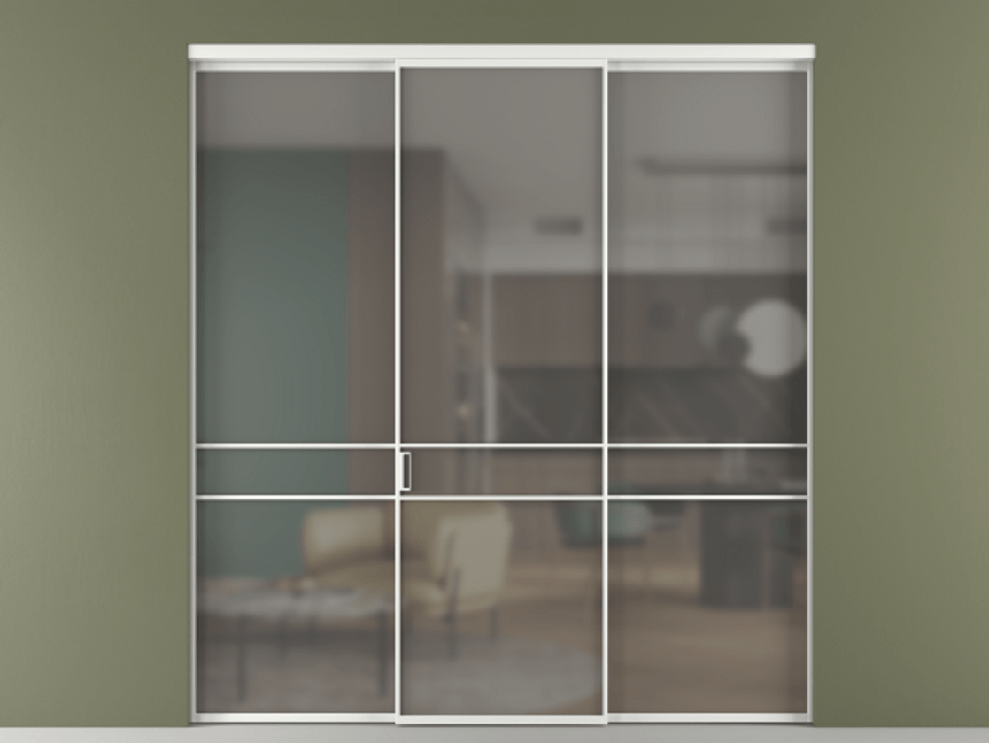 Перегородка Формато внутри проёма 3 створки АЛПР 040.02 Алюминий белоснежный Сатинированное серое стекло, триплекс. Цена 237275 ₽ 1. Полотно 3 шт. (800/2100 мм)
2. Комплект установки раздвижной системы
3. Базовый комплект фурнитуры
4.Ручка Рондо. Фабрика дверей Волховец 8 (800) 551 43 19 Перегородка Формато внутри проёма 3 створки АЛПР 040.02 Алюминий белоснежный Сатинированное серое стекло, триплекс Цена 237275 ₽ | Volhovec