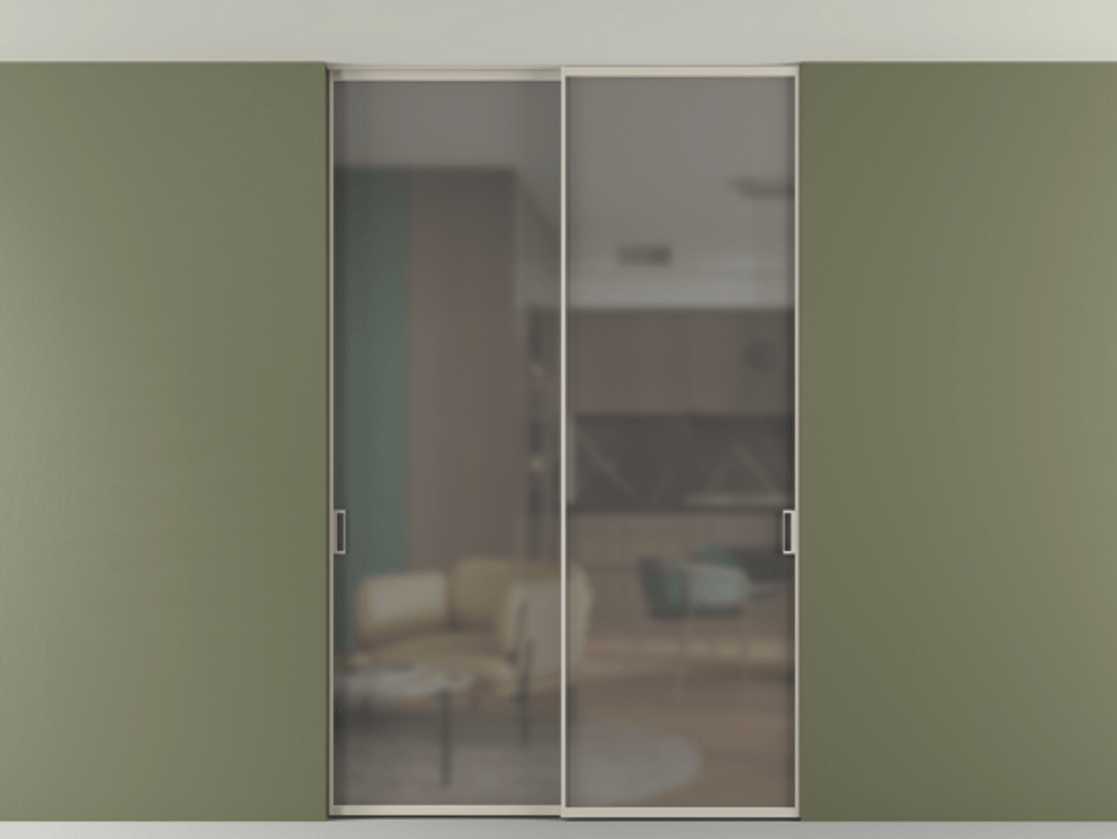 Перегородка Формато внутри проёма скрытое крепление в потолок 2 створки АЛПР 040.01 Алюминий светло-бежевый Сатинированное серое стекло, триплекс. Цена 246972 ₽ 1. Полотно 2 шт. (800/2100 мм)
2. Комплект установки раздвижной системы
3. Базовый комплект фурнитуры
4. Ручка Рондо. Фабрика дверей Волховец 8 (800) 551 43 19 Перегородка Формато внутри проёма скрытое крепление в потолок 2 створки АЛПР 040.01 Алюминий светло-бежевый Сатинированное серое стекло, триплекс Цена 246972 ₽ | Volhovec