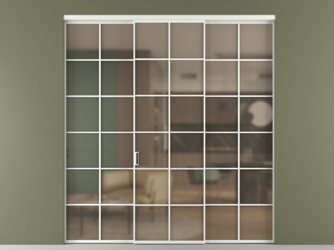 Перегородка Формато внутри проёма 3 створки АЛПР 040.05 Алюминий белоснежный Сатинированное бронзовое стекло, триплекс. Цена 254825 ₽ 1. Полотно 3 шт. (800/2100 мм)
2. Комплект установки раздвижной системы
3. Базовый комплект фурнитуры
4.Ручка Рондо. Фабрика дверей Волховец 8 (800) 551 43 19 Перегородка Формато внутри проёма 3 створки АЛПР 040.05 Алюминий белоснежный Сатинированное бронзовое стекло, триплекс Цена 254825 ₽ | Volhovec