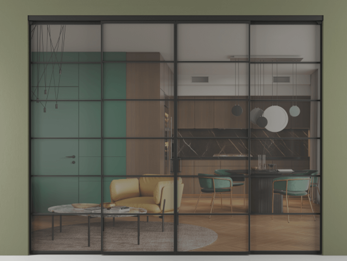 Перегородка Formato внутри проёма четырёхстворчатая АЛПР 040.04 Алюминий Черный Прозрачное серое стекло, триплекс, 6 мм. Скрытый короб ЧЕР Цена 387200 ₽ 1. Полотно 4 шт. (800/2100 мм)
2. Комплект установки раздвижной системы
3. Базовый комплект фурнитуры
4.Ручка RONDO. Фабрика дверей Волховец 8 (800) 551 43 19 Перегородка Formato внутри проёма четырёхстворчатая АЛПР 040.04 Алюминий Черный Прозрачное серое стекло, триплекс, 6 мм Цена 387200 ₽ | Volhovec