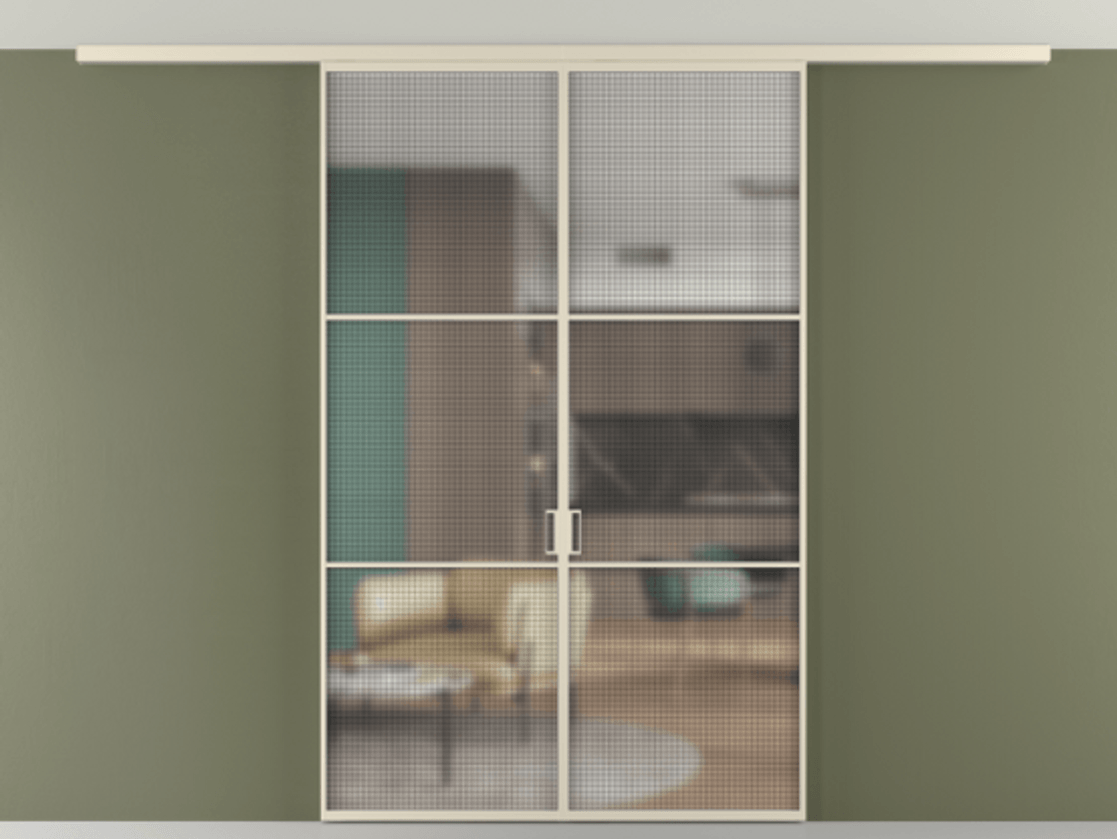 Дверь межкомнатная New Перегородка Formato вдоль стены на потолок двустворчатая АЛПР 040.03 Алюминий бежево-серый Декоративное стекло с сеткой "Mesh silver", триплекс Цена 207676 1. Полотно 2 шт. (800/2100 мм)
2. Комплект установки раздвижной системы
3. Базовый комплект фурнитуры
4.Ручка RONDO
. Фабрика дверей Волховец 8 (800) 551 43 19 Межкомнатная дверь New Перегородка Formato вдоль стены на потолок двустворчатая АЛПР 040.03 Алюминий бежево-серый Декоративное стекло с сеткой "Mesh silver", триплекс Цена 207676 | Volhovec