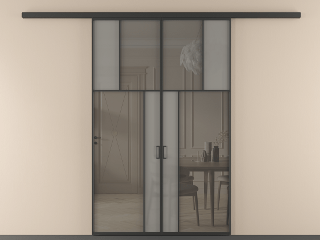 Перегородка Мозаик вдоль стены 2 створки АЛПР 041.22 Алюминий Черный Сатинированное серое стекло, триплекс, 6 мм + Прозрачное серое стекло, триплекс. Скрытый короб ЧЕР Цена 254080 ₽ . Фабрика дверей Волховец 8 (800) 551 43 19 Перегородка Мозаик вдоль стены 2 створки АЛПР 041.22 Алюминий Черный Сатинированное серое стекло, триплекс, 6 мм + Прозрачное серое стекло, триплекс Цена 254080 ₽ | Volhovec