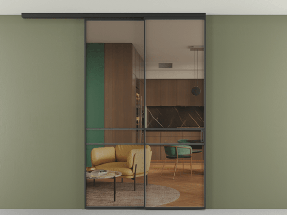 Перегородка Formato вдоль стены на потолок телескопик синхро 2 АЛПР 040.02 Алюминий Черный Прозрачное бронзовое стекло, триплекс, 6 мм. Скрытый короб ЧЕР Цена 279180 ₽ 1. Полотно 2 шт.  (800/2100 мм)
2. Комплект установки раздвижной системы
3. Базовый комплект фурнитуры
4.Ручка RONDO
. Фабрика дверей Волховец 8 (800) 551 43 19  Перегородка Formato вдоль стены на потолок телескопик синхро 2 АЛПР 040.02 Алюминий Черный Прозрачное бронзовое стекло, триплекс, 6 мм Цена 279180 ₽ | Volhovec