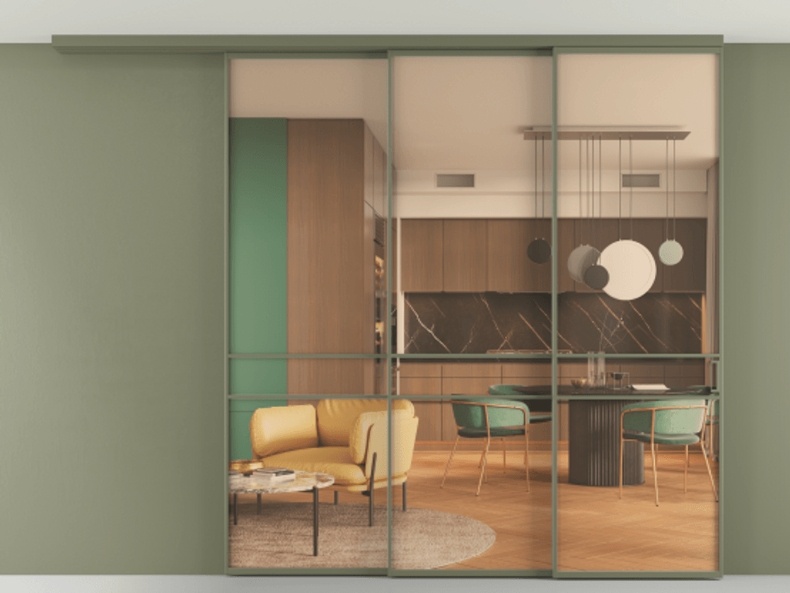 Перегородка Formato вдоль стены на потолок 3 створки с синхронным механизмом АЛПР 040.02 Алюминий оливковый тёмный Прозрачное оранжевое стекло, триплекс. Цена 396364 ₽ 1. Полотно 2 шт. (800/2100 мм)
2. Комплект установки раздвижной системы
3. Базовый комплект фурнитуры
4.Ручка RONDO
. Фабрика дверей Волховец 8 (800) 551 43 19 Перегородка Formato вдоль стены на потолок 3 створки с синхронным механизмом АЛПР 040.02 Алюминий оливковый тёмный Прозрачное оранжевое стекло, триплекс Цена 396364 ₽ | Volhovec