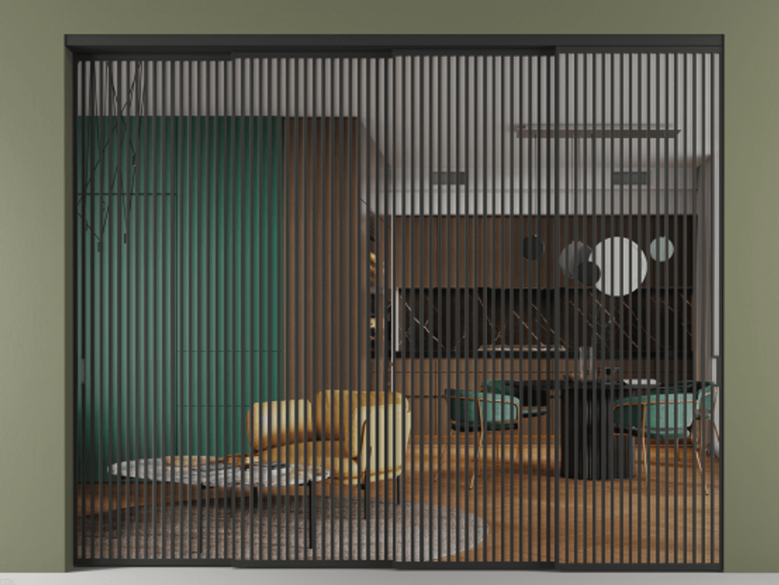 Перегородка Formato внутри проёма телескопик синхро 3 АЛПР 040.06 Алюминий Черный Прозрачное стекло "Crystal Vision", калёное, 6 мм. Скрытый короб ЧЕР Цена 854700 ₽ 1. Полотно 4 шт.  (800/2100 мм)
2. Комплект установки раздвижной системы
3. Базовый комплект фурнитуры
4. Комплект фурнитуры телескопик синхро-3
5. Ручка RONDO
. Фабрика дверей Волховец 8 (800) 551 43 19  Перегородка Formato внутри проёма телескопик синхро 3 АЛПР 040.06 Алюминий Черный Прозрачное стекло "Crystal Vision", калёное, 6 мм Цена 854700 ₽ | Volhovec