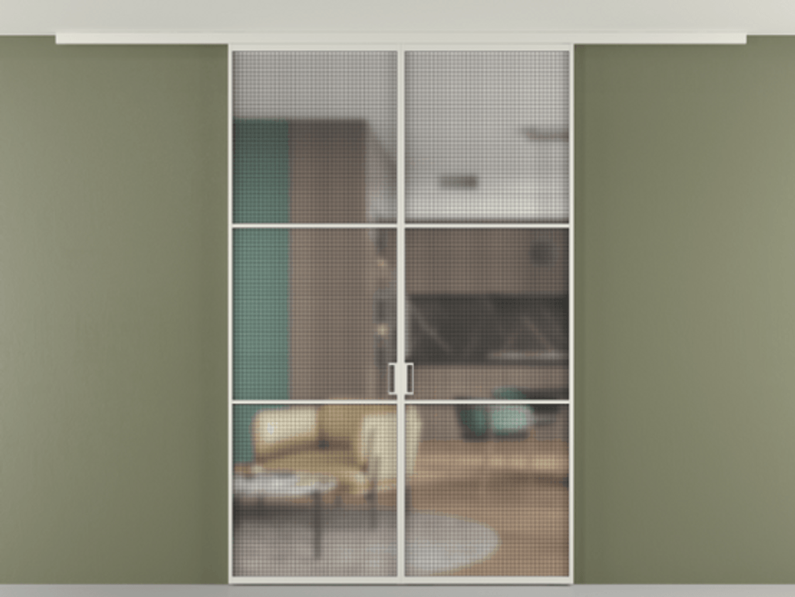 Перегородка Formato вдоль стены на потолок двустворчатая АЛПР 040.03 Алюминий Белый Декоративное стекло с сеткой "Mesh silver", триплекс, 6 мм. Скрытый короб БЕЛ Цена 222280 ₽ 1. Полотно 2 шт. (800/2100 мм)
2. Комплект установки раздвижной системы
3. Базовый комплект фурнитуры
4.Ручка RONDO
. Фабрика дверей Волховец 8 (800) 551 43 19 Перегородка Formato вдоль стены на потолок двустворчатая АЛПР 040.03 Алюминий Белый Декоративное стекло с сеткой "Mesh silver", триплекс, 6 мм Цена 222280 ₽ | Volhovec