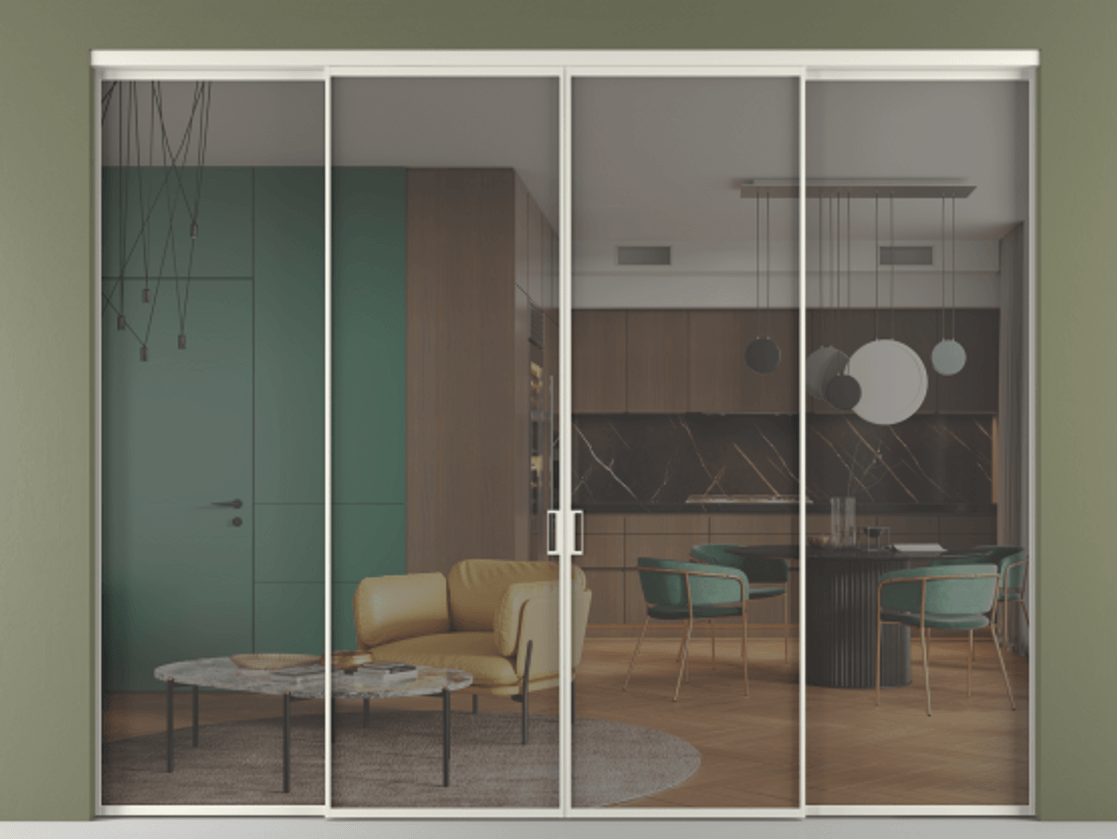 Перегородка Formato внутри проёма четырёхстворчатая АЛПР 040.01 Алюминий Белый Прозрачное серое стекло, триплекс, 6 мм. Скрытый короб БЕЛ Цена 339600 ₽ 1. Полотно 4 шт. (800/2100 мм)
2. Комплект установки раздвижной системы
3. Базовый комплект фурнитуры
4.Ручка RONDO. Фабрика дверей Волховец 8 (800) 551 43 19 Перегородка Formato внутри проёма четырёхстворчатая АЛПР 040.01 Алюминий Белый Прозрачное серое стекло, триплекс, 6 мм Цена 339600 ₽ | Volhovec