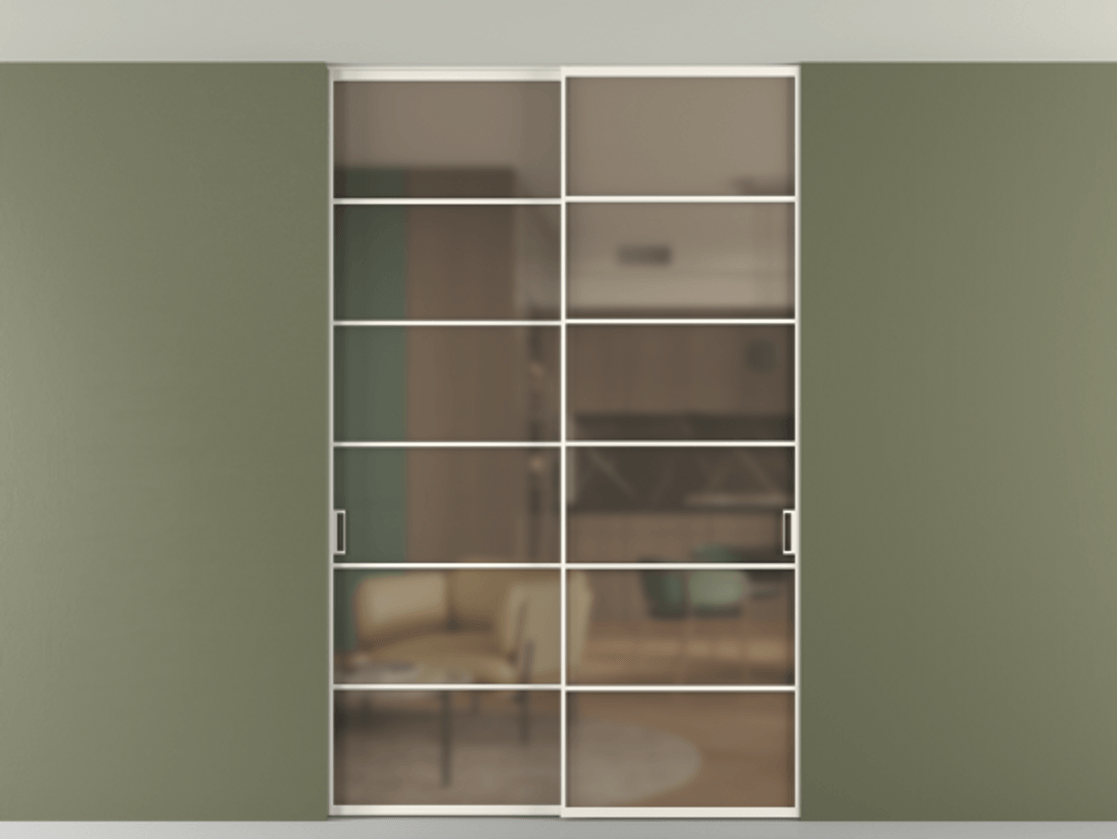 Перегородка Formato внутри проёма скрытое крепление в потолок 2 створки АЛПР 040.04 Алюминий пудровый белый Сатинированное бронзовое стекло, триплекс. Цена 261085 ₽ 1. Полотно 2 шт. (800/2100 мм)
2. Комплект установки раздвижной системы
3. Базовый комплект фурнитуры
4. Ручка RONDO. Фабрика дверей Волховец 8 (800) 551 43 19 Перегородка Formato внутри проёма скрытое крепление в потолок 2 створки АЛПР 040.04 Алюминий пудровый белый Сатинированное бронзовое стекло, триплекс Цена 261085 ₽ | Volhovec