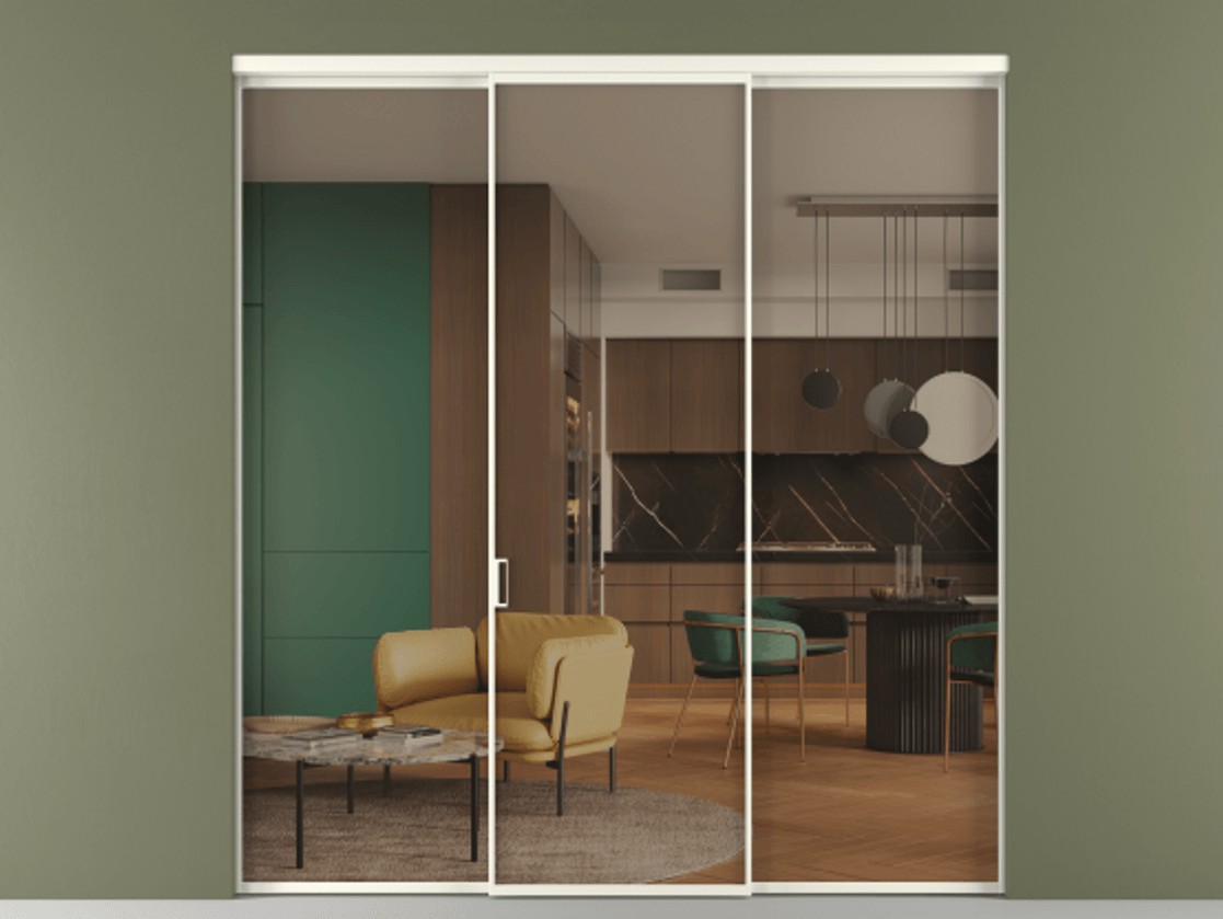 Перегородка Formato внутри проёма 3 створки АЛПР 040.01 Алюминий жемчужный Прозрачное бронзовое стекло, триплекс. Цена 225125 ₽ 1. Полотно 3 шт. (800/2100 мм)
2. Комплект установки раздвижной системы
3. Базовый комплект фурнитуры
4.Ручка RONDO. Фабрика дверей Волховец 8 (800) 551 43 19 Перегородка Formato внутри проёма 3 створки АЛПР 040.01 Алюминий жемчужный Прозрачное бронзовое стекло, триплекс Цена 225125 ₽ | Volhovec