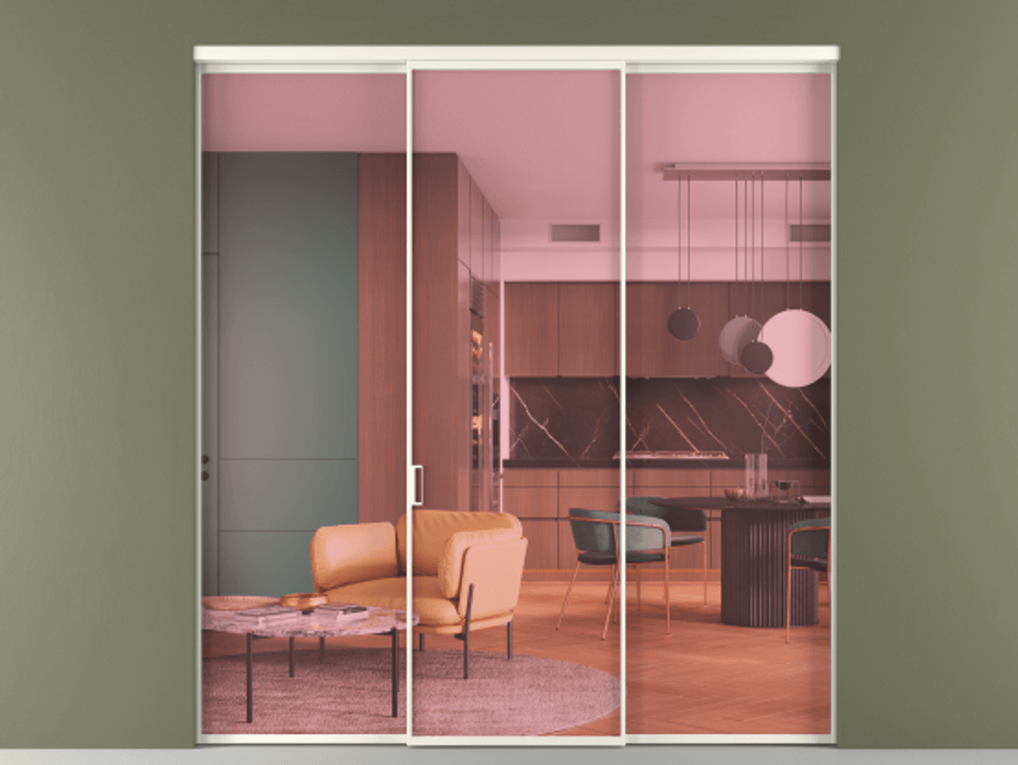 Перегородка Формато внутри проёма 3 створки АЛПР 040.01 Алюминий жемчужный Прозрачное розовое стекло, триплекс. Цена 225125 ₽ 1. Полотно 3 шт. (800/2100 мм)
2. Комплект установки раздвижной системы
3. Базовый комплект фурнитуры
4.Ручка Рондо. Фабрика дверей Волховец 8 (800) 551 43 19 Перегородка Формато внутри проёма 3 створки АЛПР 040.01 Алюминий жемчужный Прозрачное розовое стекло, триплекс Цена 225125 ₽ | Volhovec