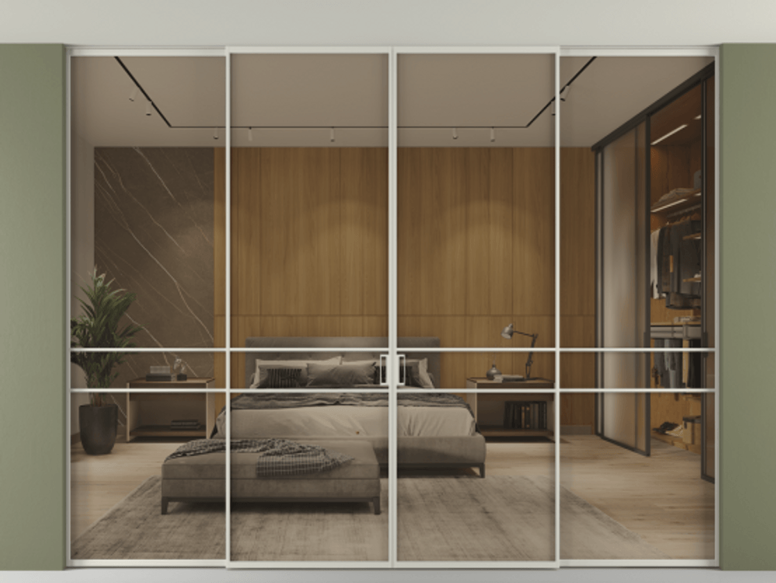 Перегородка Формато внутри проёма скрытое крепление в потолок 4 створки АЛПР 040.02 Алюминий тёплый серый Рефлективное бронзовое стекло "Стопсол", калёное. Цена 555140 ₽ 1. Полотно 4 шт. (800/2100 мм)
2. Комплект установки раздвижной системы
3. Базовый комплект фурнитуры
4.Ручка Рондо. Фабрика дверей Волховец 8 (800) 551 43 19 Перегородка Формато внутри проёма скрытое крепление в потолок 4 створки АЛПР 040.02 Алюминий тёплый серый Рефлективное бронзовое стекло "Стопсол", калёное Цена 555140 ₽ | Volhovec