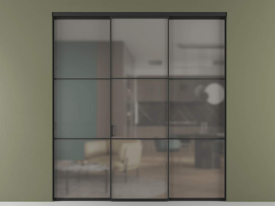 Перегородка Формато внутри проёма 3 створки АЛПР 040.03 Алюминий Черный Сатинированное серое стекло, триплекс. Скрытый короб ЧЕР Цена 227975 ₽ 1. Полотно 3 шт. (800/2100 мм)
2. Комплект установки раздвижной системы
3. Базовый комплект фурнитуры
4.Ручка Рондо. Фабрика дверей Волховец 8 (800) 551 43 19 Перегородка Формато внутри проёма 3 створки АЛПР 040.03 Алюминий Черный Сатинированное серое стекло, триплекс Цена 227975 ₽ | Volhovec