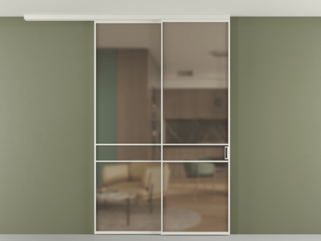 Перегородка Formato вдоль стены на потолок телескопик синхро 2 АЛПР 040.02 Алюминий Белый Сатинированное бронзовое стекло, триплекс, 6 мм. Скрытый короб БЕЛ Цена 279180 ₽ 1. Полотно 2 шт.  (800/2100 мм)
2. Комплект установки раздвижной системы
3. Базовый комплект фурнитуры
4.Ручка RONDO
. Фабрика дверей Волховец 8 (800) 551 43 19  Перегородка Formato вдоль стены на потолок телескопик синхро 2 АЛПР 040.02 Алюминий Белый Сатинированное бронзовое стекло, триплекс, 6 мм Цена 279180 ₽ | Volhovec