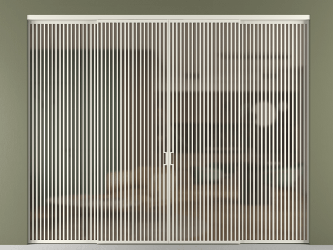 Перегородка Formato внутри проёма 4 створки АЛПР 040.06 Алюминий Белый Сатинированное бронзовое стекло, триплекс. Скрытый короб БЕЛ Цена 622560 ₽ 1. Полотно 4 шт. (800/2100 мм)
2. Комплект установки раздвижной системы
3. Базовый комплект фурнитуры
4.Ручка RONDO. Фабрика дверей Волховец 8 (800) 551 43 19 Перегородка Formato внутри проёма 4 створки АЛПР 040.06 Алюминий Белый Сатинированное бронзовое стекло, триплекс Цена 622560 ₽ | Volhovec