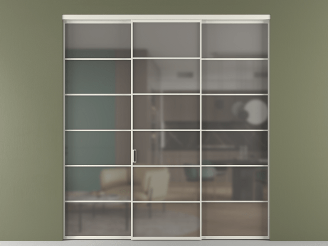 Перегородка Formato внутри проёма 3 створки АЛПР 040.04 Алюминий Белый Сатинированное серое стекло, триплекс. Скрытый короб БЕЛ Цена 244625 ₽ 1. Полотно 3 шт. (800/2100 мм)
2. Комплект установки раздвижной системы
3. Базовый комплект фурнитуры
4.Ручка RONDO. Фабрика дверей Волховец 8 (800) 551 43 19 Перегородка Formato внутри проёма 3 створки АЛПР 040.04 Алюминий Белый Сатинированное серое стекло, триплекс Цена 244625 ₽ | Volhovec