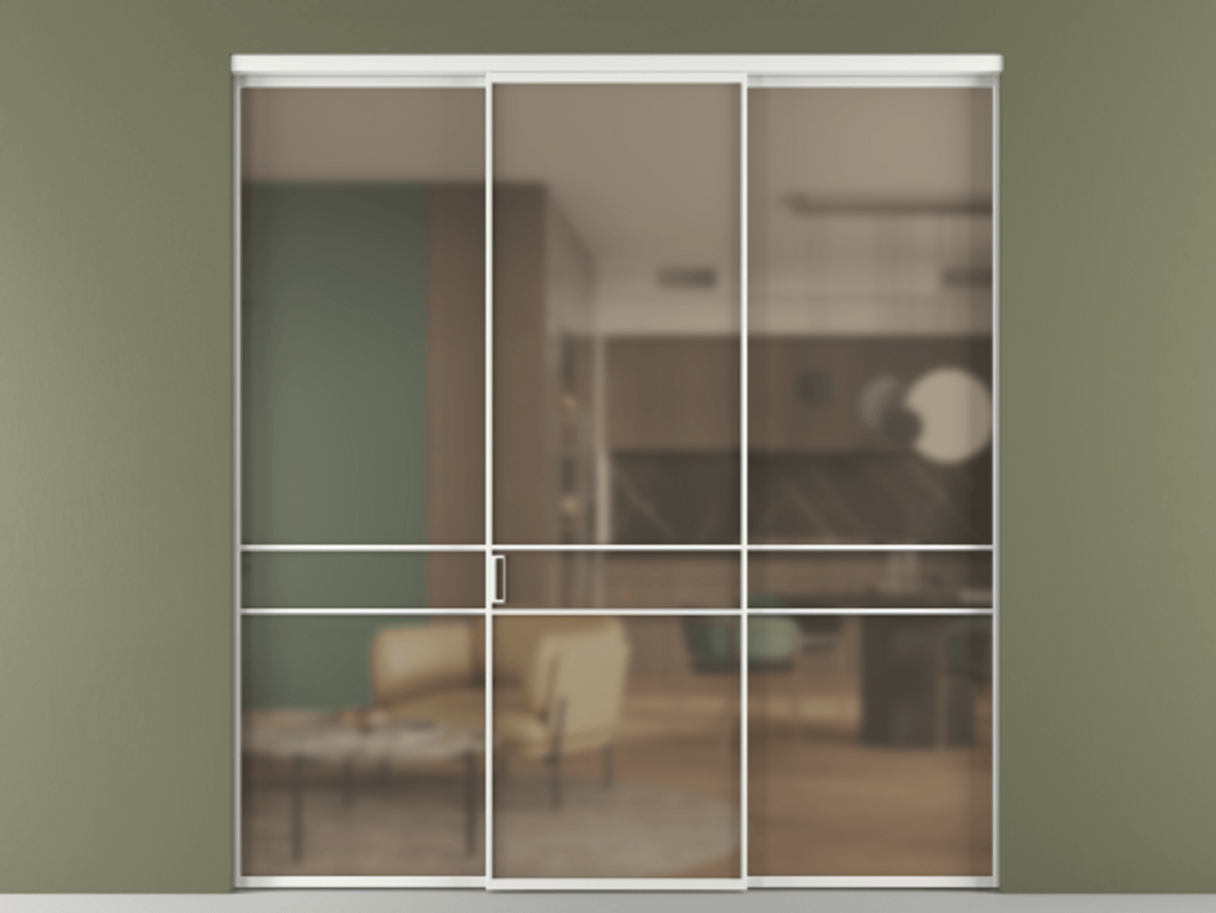 Перегородка Формато внутри проёма 3 створки АЛПР 040.02 Алюминий белоснежный Сатинированное бронзовое стекло, триплекс. Цена 237275 ₽ 1. Полотно 3 шт. (800/2100 мм)
2. Комплект установки раздвижной системы
3. Базовый комплект фурнитуры
4.Ручка Рондо. Фабрика дверей Волховец 8 (800) 551 43 19 Перегородка Формато внутри проёма 3 створки АЛПР 040.02 Алюминий белоснежный Сатинированное бронзовое стекло, триплекс Цена 237275 ₽ | Volhovec