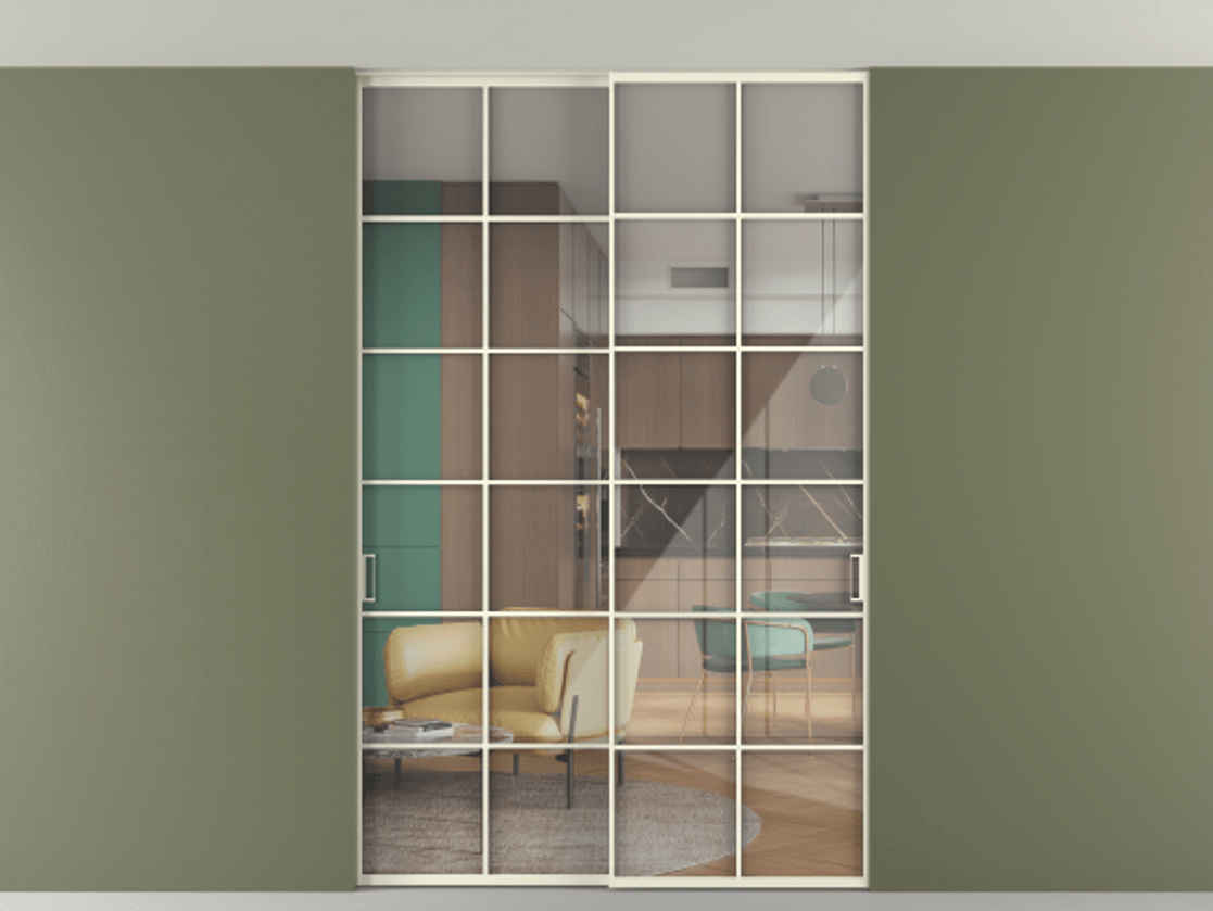 Перегородка Формато внутри проёма скрытое крепление в потолок 2 створки АЛПР 040.05 Алюминий молочно-белый Рефлективное прозрачное стекло "Стопсол", калёное. Цена 322680 ₽ 1. Полотно 2 шт. (800/2100 мм)
2. Комплект установки раздвижной системы
3. Базовый комплект фурнитуры
4. Ручка Рондо. Фабрика дверей Волховец 8 (800) 551 43 19 Перегородка Формато внутри проёма скрытое крепление в потолок 2 створки АЛПР 040.05 Алюминий молочно-белый Рефлективное прозрачное стекло "Стопсол", калёное Цена 322680 ₽ | Volhovec