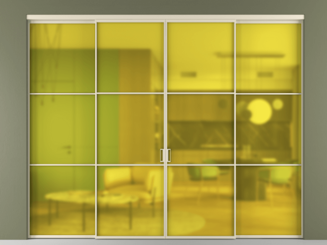 Дверь межкомнатная New Перегородка Formato внутри проёма четырёхстворчатая со скрытым креплением в потолок АЛПР 040.03 Алюминий бежево-серый Сатинированное жёлтое стекло, триплекс Цена 374300 1. Полотно 4 шт. (800/2100 мм)
2. Комплект установки раздвижной системы
3. Базовый комплект фурнитуры
4.Ручка RONDO. Фабрика дверей Волховец 8 (800) 551 43 19 Межкомнатная дверь New Перегородка Formato внутри проёма четырёхстворчатая со скрытым креплением в потолок АЛПР 040.03 Алюминий бежево-серый Сатинированное жёлтое стекло, триплекс Цена 374300 | Volhovec