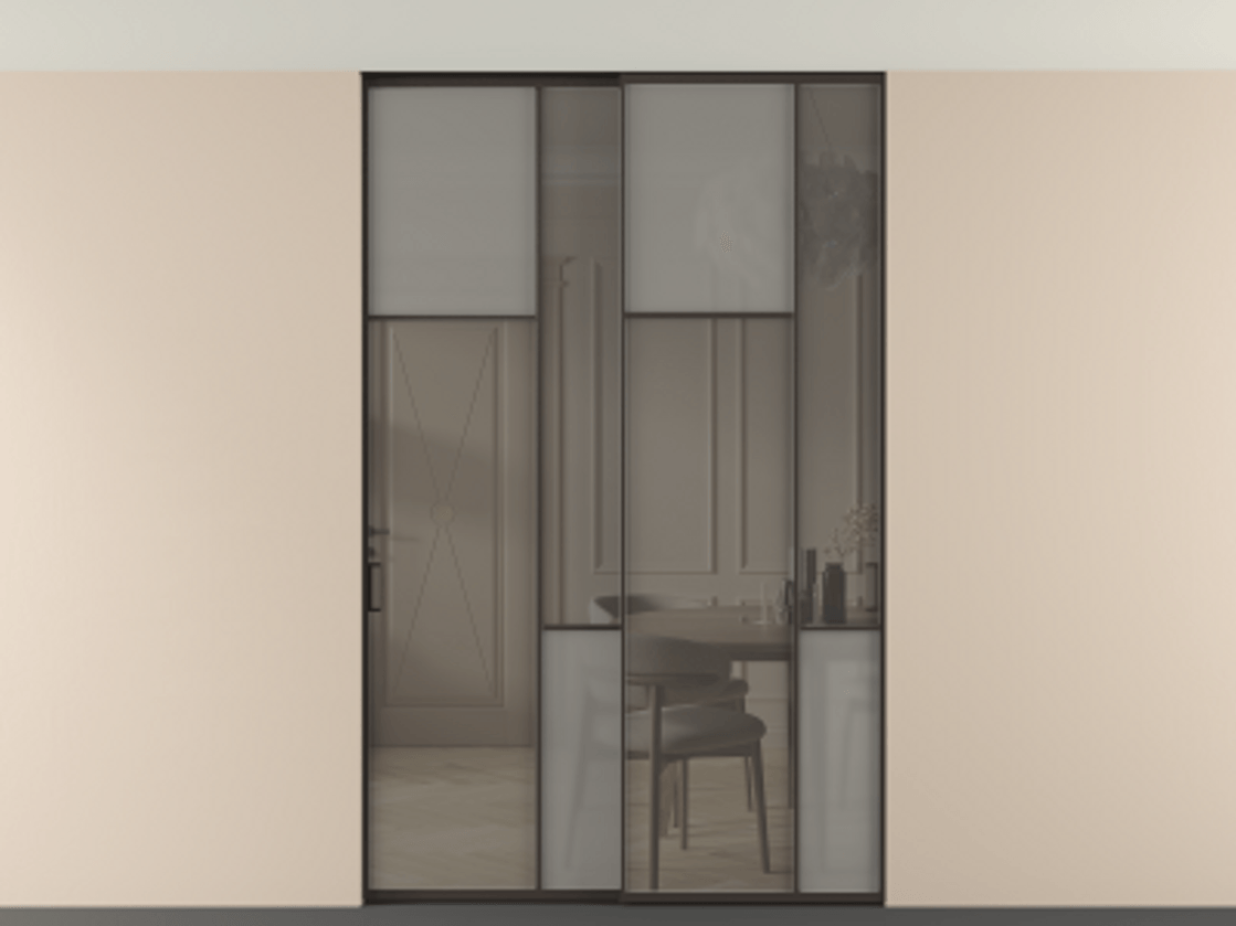 Перегородка Мозаик внутри проёма скрытое крепление в потолок 2 створки АЛПР 041.10 Алюминий антрацит Сатинированное серое стекло, триплекс, 6 мм + Прозрачное серое стекло, триплекс. Цена 16920 AZE . Фабрика дверей Волховец 8 (800) 551 43 19 Перегородка Мозаик внутри проёма скрытое крепление в потолок 2 створки АЛПР 041.10 Алюминий антрацит Сатинированное серое стекло, триплекс, 6 мм + Прозрачное серое стекло, триплекс Цена 16920 AZE | Volhovec