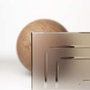 Сатинированное бронзовое стекло с гравировкой "Грани", триплекс, 7 мм