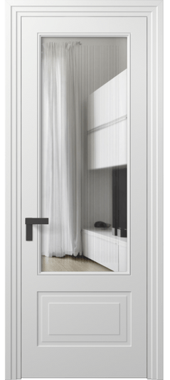 Межкомнатная дверь 8342 МБЛ Прозрачное стекло с гравировкой Rocca. Цвет Матовый белоснежный. Материал Гладкая эмаль. Коллекция Rocca. Фото. Дверь межкомнатная 8342 МБЛ Прозрачное стекло с гравировкой Rocca. Цвет Матовый белоснежный. Материал Гладкая эмаль. Коллекция Rocca. Картинка.