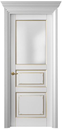 Дверь межкомнатная 6232 ББЛП САТ. Цвет Бук белоснежный с позолотой. Материал Массив бука эмаль с патиной. Коллекция Royal. Картинка.