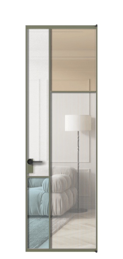 Межкомнатная дверь АЛПЛ041.11 АОТ 4 стекла. Цвет Алюминий оливковый тёмный. Материал Алюминий в эмали. Коллекция Мозаик. Фото. Дверь межкомнатная АЛПЛ041.11 АОТ 4 стекла. Цвет Алюминий оливковый тёмный. Материал Алюминий в эмали. Коллекция Мозаик. Картинка.